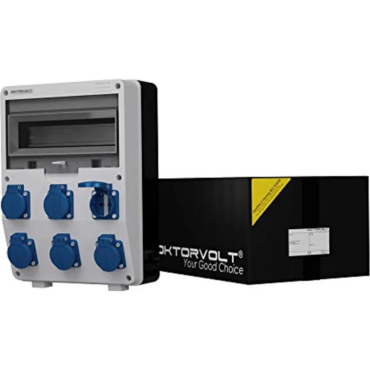 Doktorvolt Stromverteiler TD 6x230V, Mennekes Steckdosensystem mit Schutzart IP54, grau