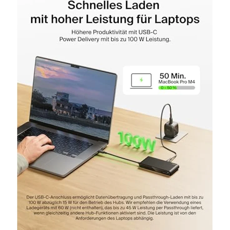 Belkin Connect 8-in-1 USB C Hub, 4K bei 60 Hz, geeignet für Mac-, Windows- und Chromebook-Laptops, 100 W PD, 10 Gbit/s Datentransfer, 2,5-Gbit/s Ethernet, schwarz – Bild 4