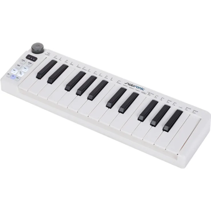 Swissonic MiniKey 25, Bluetooth MIDI Keyboard mit 25 anschlagdynamischen Minitasten, Akku, integrierten Arpeggiator und Smart Scale Modus