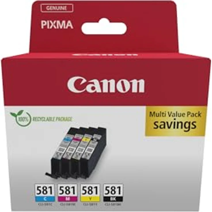 Canon CLI-581 Multipack Tintenpatronen, Schwarz, Cyan, Magenta, Gelb, 5,6 ml, für hochwertigen Foto- und Dokumentendruck – Bild 1