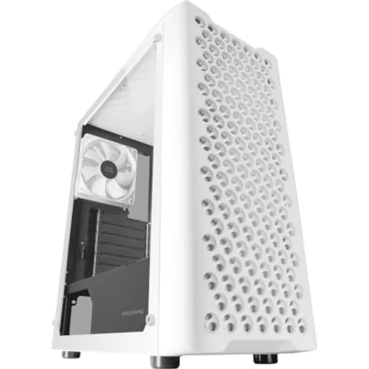 Mars Gaming MC-iPRO, Professionelles ATX-Gehäuse, 3D-Mesh-Frontgitter, Seitenfenster aus Gehärtetem Glas, Ultraleiser 12-cm-FDB-Lüfter, PC-Gehäuse mit Flüssigkeitskühlungsunterstützung, Weiß