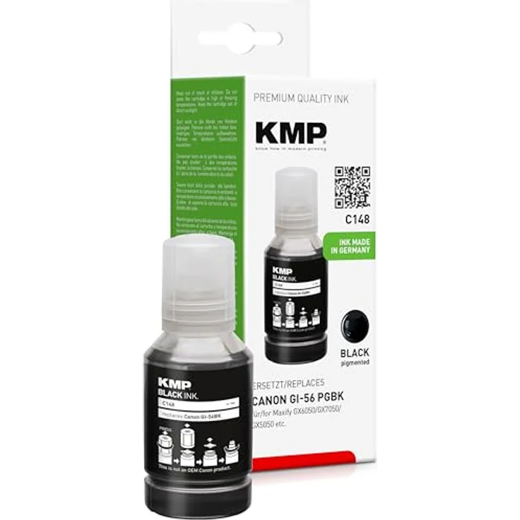 KMP C148 Tintentank schwarz, kompatibel mit Canon GI-56 PGBK, kostengünstige und umweltfreundliche Druckerpatrone – Bild 2