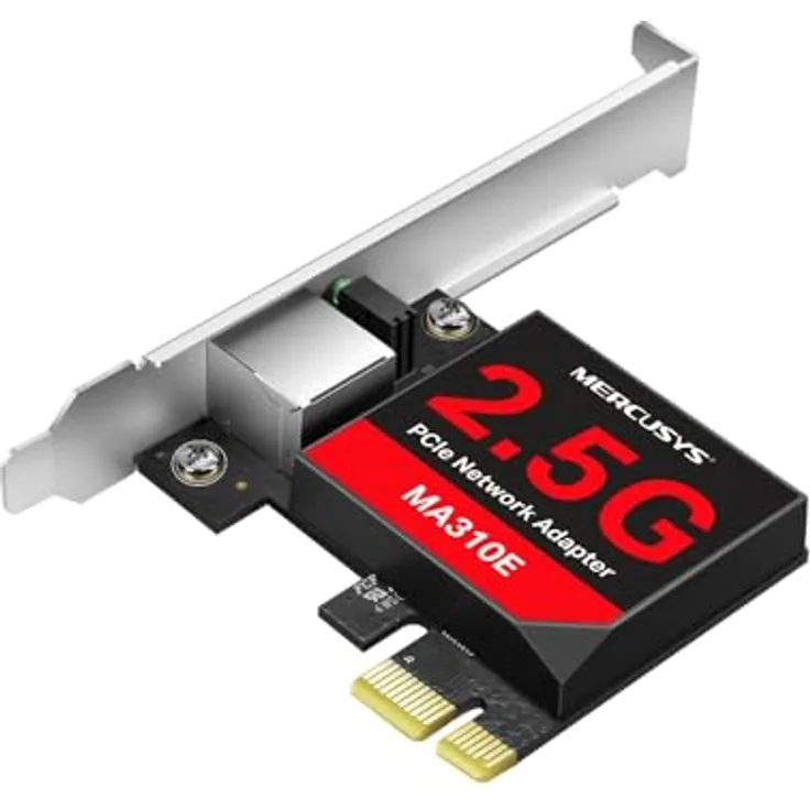 Mercusys MA310E, 2,5 Gigabit PCIe Netzwerkkarte mit Wake-on-LAN, energieeffizientem Ethernet und Flusskontrolle, kompatibel mit Windows und Linux