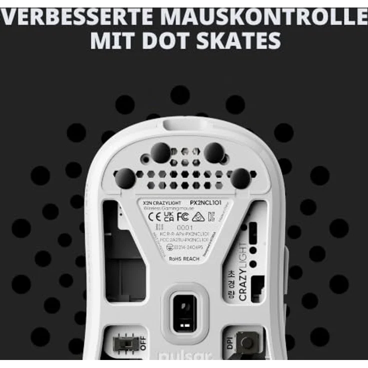 Pulsar X2N CRAZYLIGHT Mini Wireless Gaming Maus, 32.000 DPI, ultraleicht, Uyuni White – Bild 8