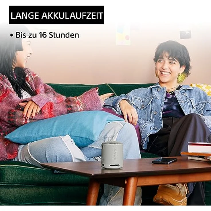 Sony SRS-XB100 - Kabelloser Bluetooth-Lautsprecher, tragbar, leicht, kompakt, Outdoor, Reise-Lautsprecher, langlebig, IP67 wasser- und staubdicht, 16 Std Akku, Trageriemen, Freisprechfunktion, Hellgrau – Bild 5