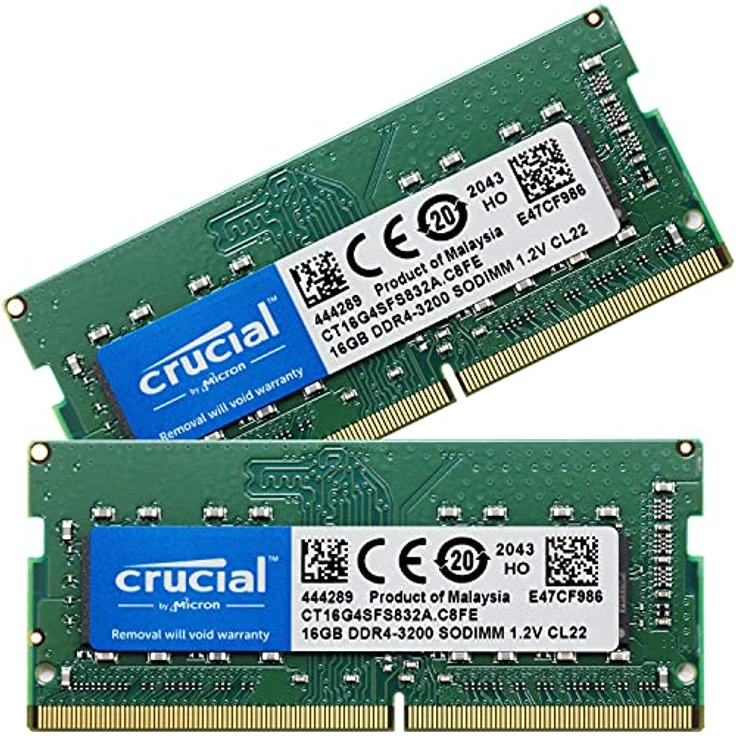 Crucial 16 GB DDR4-RAM SO-DIMM PC3200 CL22, Hochgeschwindigkeits-Arbeitsspeicher für Notebooks, Grün – Bild 1