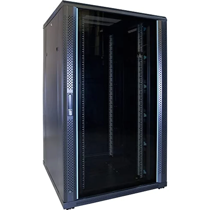 DSIT 27HE 19 Zoll Serverschrank - mit Glastür (BxTxH) 800 x 800 x 1400mm - Schwarz - Abschließbar - Traglast 800 kg - Robuste Konstruktion – Bild 1