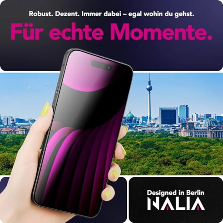 NALIA AntiSpyX, Privacy Schutzglas für Apple iPhone 17 Pro Max, 9H Kratzfest, Diskreter Blickschutz, Hüllen-freundlich, Touch-sensitiv – Bild 4