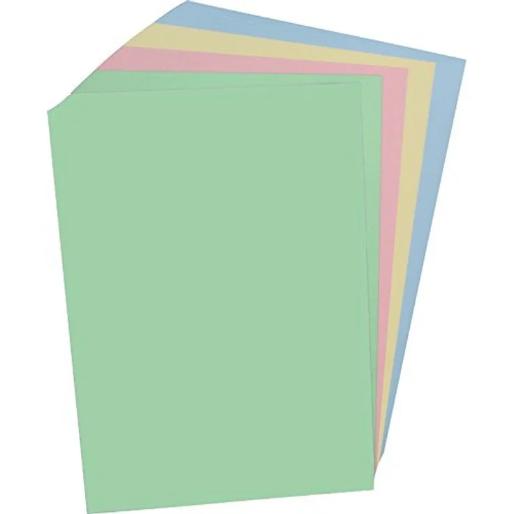 Fiico 100 Blatt farbiges Druckerpapier, Pastellfarben in Grün, Gelb, Rot und Blau, DIN A4, 80g, geeignet für Inkjet- und Laserdrucker – Bild 1