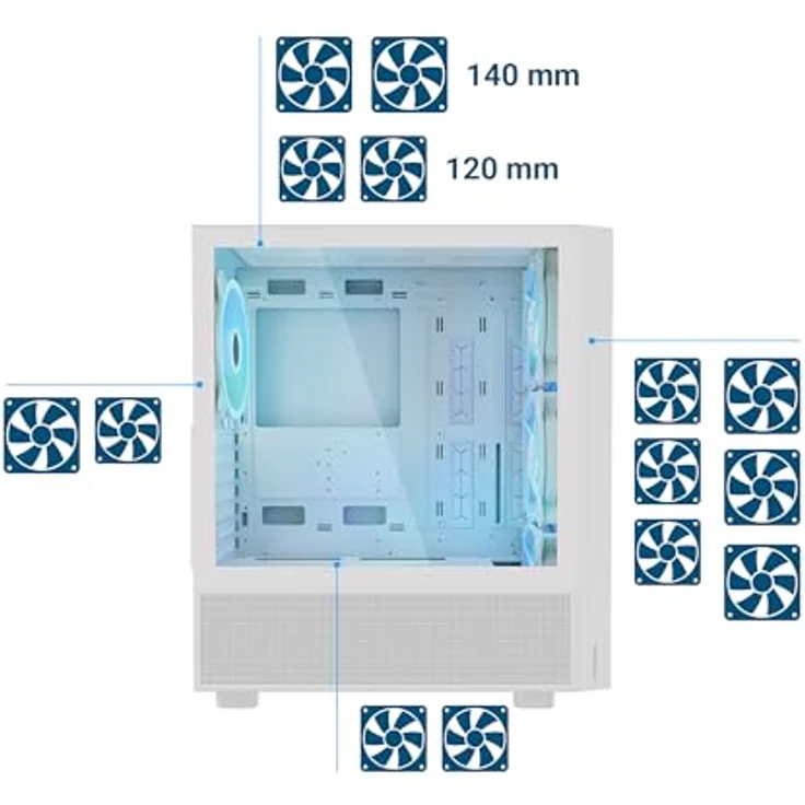 Modecom ATX Breeze ARGB Semitower Gehäuse, Weiß - PC-Gehäuse mit mehrfarbiger Beleuchtung und großem Platzangebot – Bild 8