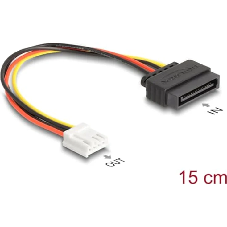 DeLOCK Adapter Strom-Adapterkabel SATA 15 Pin Stecker auf 1x Floppy 4 Pin Buchse, 15cm intern für Floppy Laufwerk – Bild 2