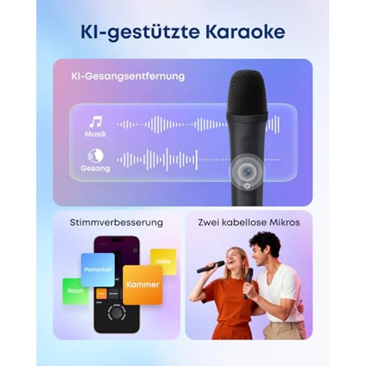 soundcore Rave 3S Partybox, Bluetooth Lautsprecher mit 200W Sound, KI-Karaoke, 2 kabellose Mikros, Lichtshow, 12h Spielzeit für innen & außen – Bild 4
