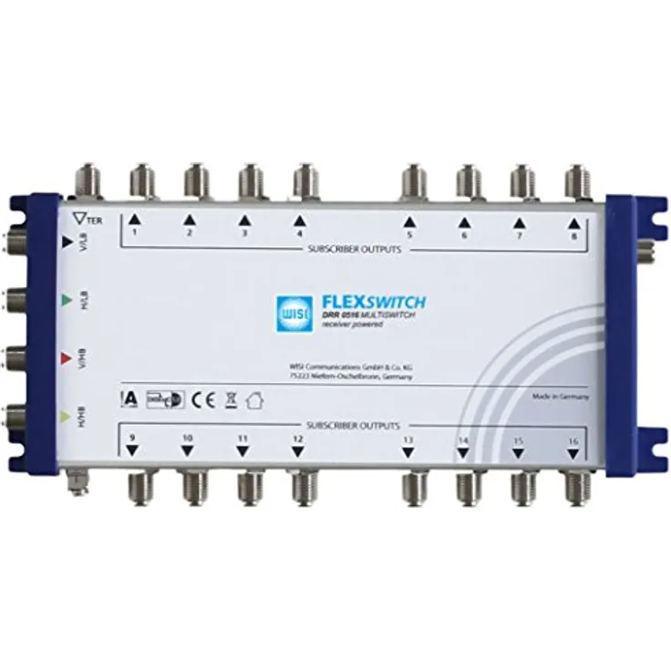 WISI 74974 "DRR 0516" FLEXSWITCH Multischalter Receiver- gespeist, 5 in 16 Kaskade silber
