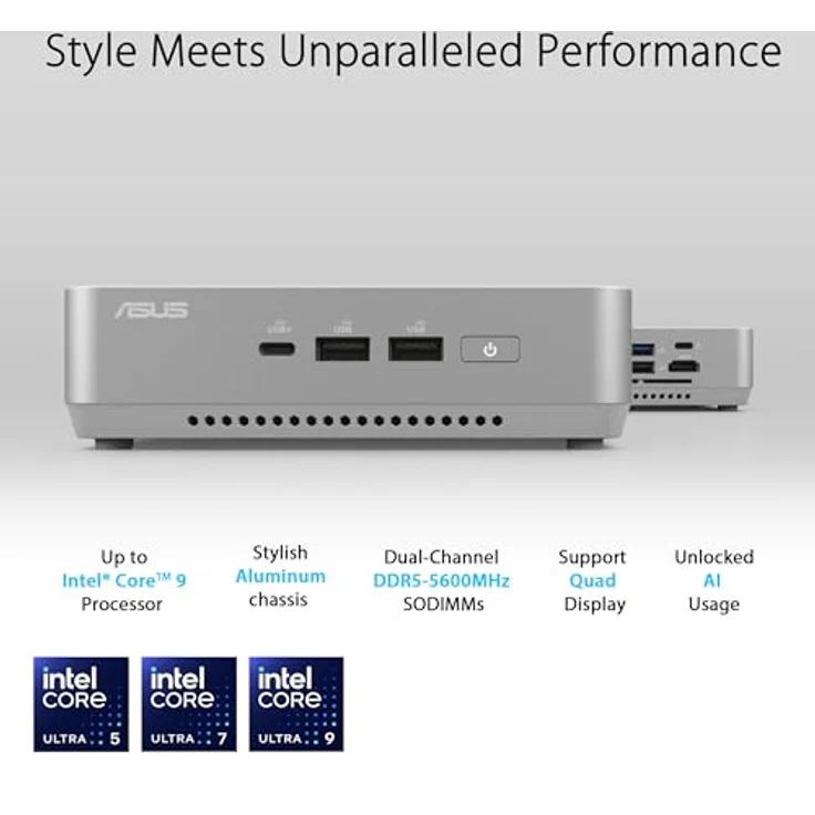 ASUS NUC 14 Pro+ Kit - Core Ultra 7 155H, Mini-PC Barebone mit Intel Arc Grafik und bis zu 96 GB DDR5 RAM – Bild 2