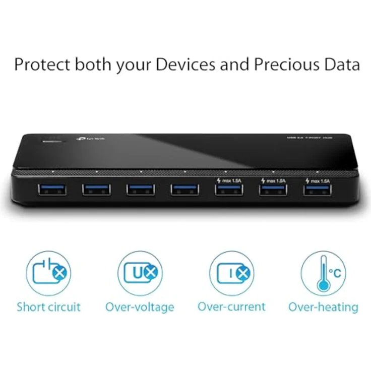TP-Link UH700 7-Port USB 3.0 HUB inklusive Netzadapter und USB 3.0 Kabel, bis zu 5 Gbit-s, Hot Swapping, unterstützt Windows, Mac OS, Linux, schwarz – Bild 5