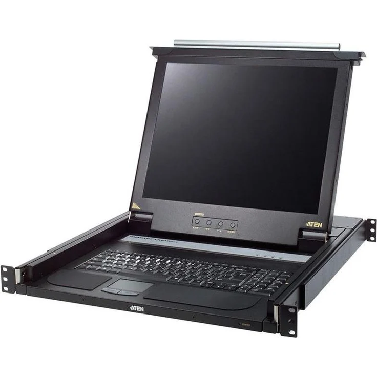 Aten CL1000M FR 17"-LCD-Konsole, KVM Switch mit PS/2-USB, VGA, 1HE, Schwarz – Bild 1