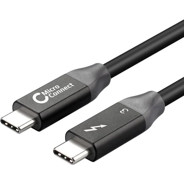 MicroConnect Thunderbolt 3 Kabel, 2M (2 m, USB 3.1), 20 Gbps Datenübertragung, duale 4K 60Hz Videoausgabe, leistungsstarkes Teflon-Isoliermaterial