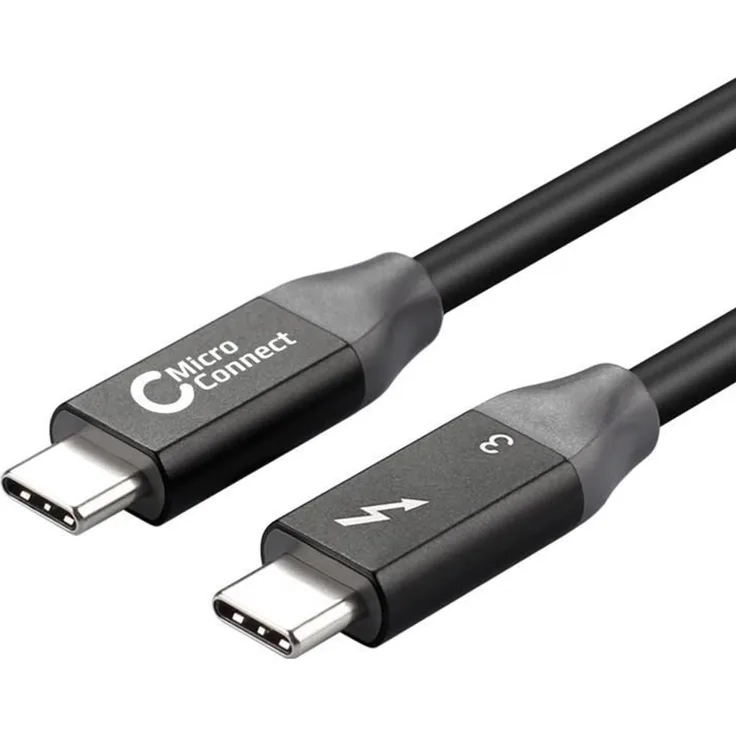 MicroConnect Thunderbolt 3 Kabel, 2M (2 m, USB 3.1), 20 Gbps Datenübertragung, duale 4K 60Hz Videoausgabe, leistungsstarkes Teflon-Isoliermaterial