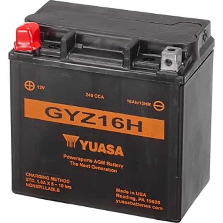 Yuasa GYZ16H WC, 12V Motorradbatterie mit 16,8Ah/C20, wartungsfrei, rüttelfest, schwarz – Bild 1