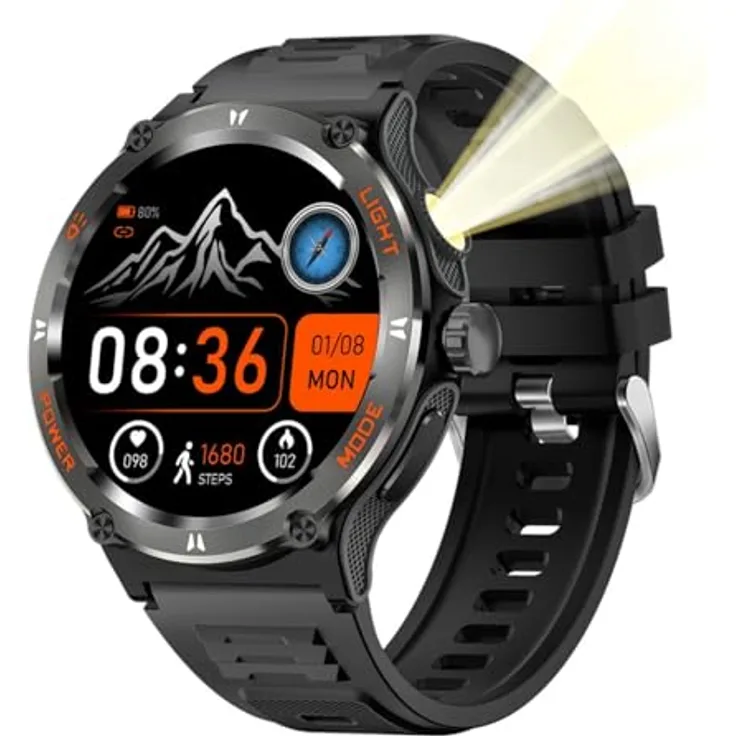 COFI 1453 HD AMOLED Bildschirm Smartwatch - Schwarz, Herzfrequenzmessung, über 100 Sportmodi, wasserbeständig