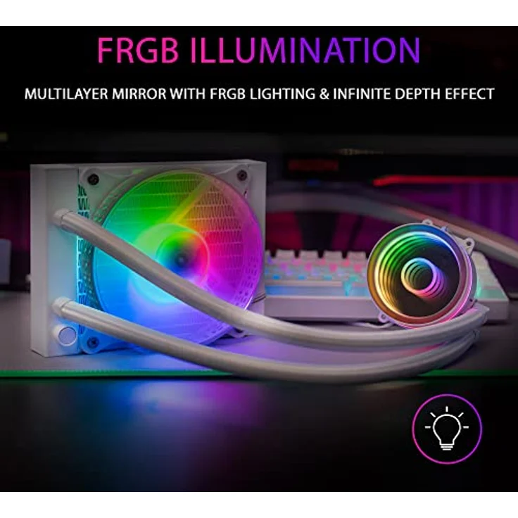 Mars Gaming ML-ONE120 Weiß, CPU Wasserkühlung mit TDP 200W, Infinity Mirror und FRGB Silent-Lüfter, Universal Multisocket – Bild 2