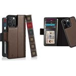 Twelve South BookBook für iPhone 14 Pro Max | MagSafe kompatible Vollnarbenleder-Schutzhülle mit Display-Ständer + abnehmbare eigenständige Leder-Akzent-Hülle, Braun