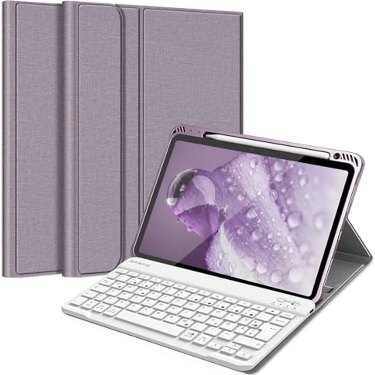 Fintie Tastatur Hülle für iPad Air 11 Zoll M2, iPad Air 6/5/4 (2024/2022/2020) 10,9 Zoll, mit magnetisch Abnehmbarer Keyboard (QWERTZ Layout), Lavedel – Bild 1