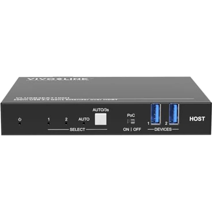 Vivolink VLUSB3EXT100D, 100m USB 3.2 Gen1 Extender KVM Switch mit 4 USB-Ports und HDBaseT 3.0 Technologie – Bild 2