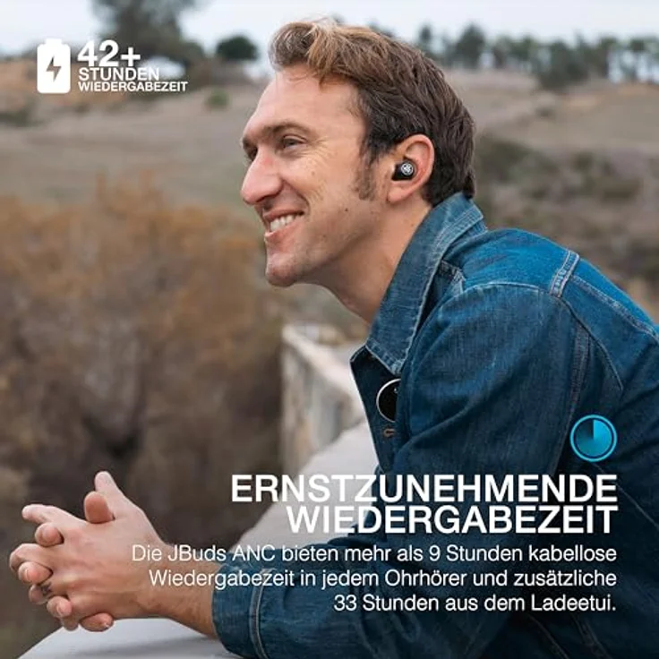 JLab JBuds True Wireless ANC 3 In Ear Kopfhörer Bluetooth, Smart Active Noise Cancelling kabellose Kopfhörer 42+ Std. Spielzeit, IP55 schweißresistent, EQ3 Sound, Headset mit Mikrofon & USB-Ladecase – Bild 4