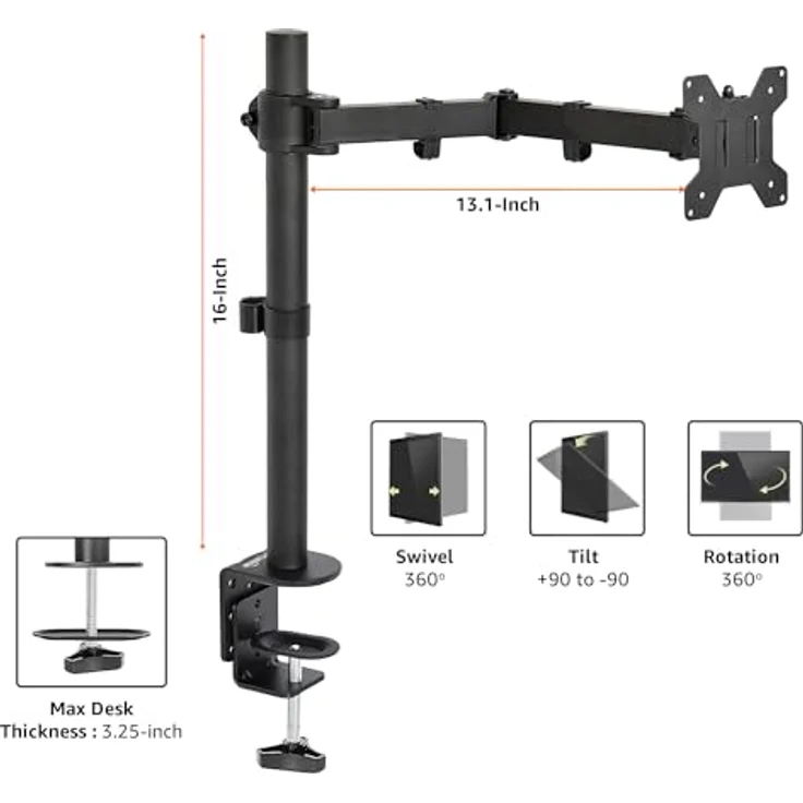 AmazonBasics - Einzel-Monitorständer, höhenverstellbar, Stahl – Bild 2