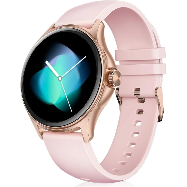 Niceboy WATCH Pixel 2, Rose Gold Smartwatch mit Gesundheitsüberwachung, 1,38 Zoll IPS-Display und 100 Sportmodi