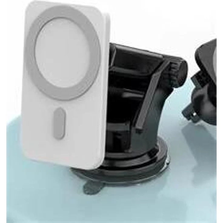 1stCOOL Qi drahtloses magnetisches Autoladegerät 15W, MagSafe kompatibel, mit Lüftungs- und Saugnapfhalterung, weiß