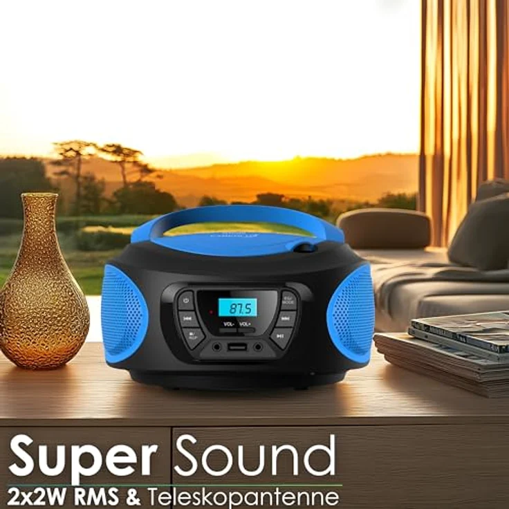 Cyberlux tragbarer CD-Player Kinder Radio Blau – Bild 6