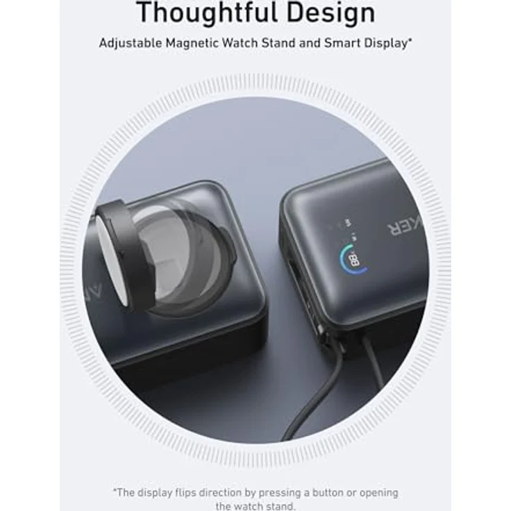 Anker MagGo Powerbank für Apple Watch, 10.000mAh mit integriertem USB-C-Kabel, offiziell zertifiziert, 35W Max. - Blau – Bild 5