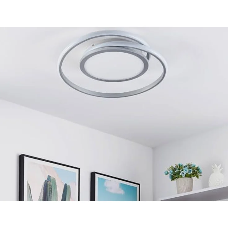 Lucande LED Deckenleuchte 'Noud' dimmbar in Chrom aus Metall (1 flammig) - Energiesparende Schlafzimmerlampe mit Dimmer – Bild 5