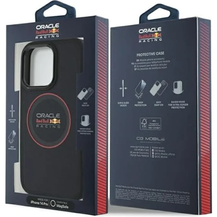 Red Bull RBHMP14L24PUILVR iPhone 14 Pro 6.1" Hardcase aus ökologischen Leder in Navy Blau mit MagSafe und rotem Ring – Bild 8