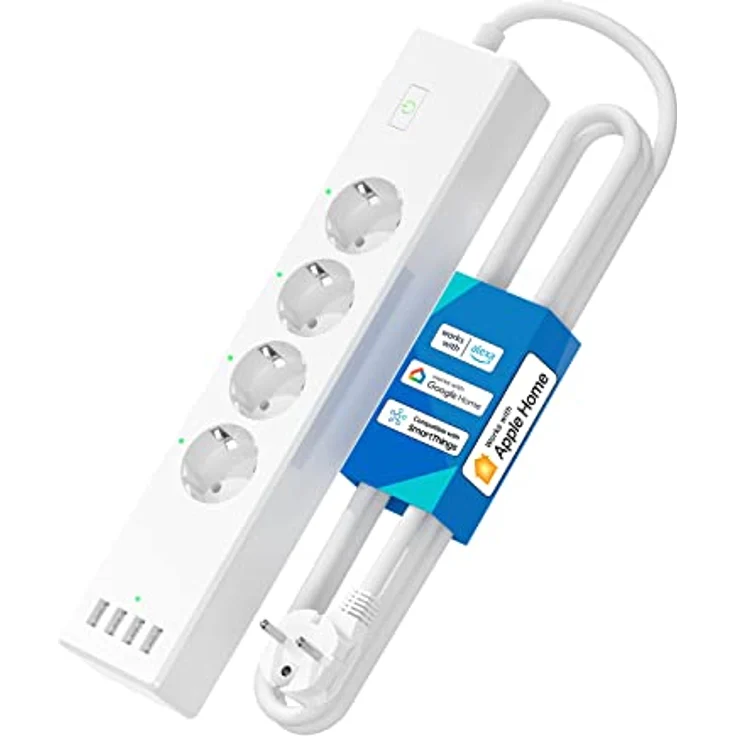 Meross Smart Steckdosenleiste Wandmontage für HomeKit WLAN Mehrfachsteckdose Überspannungsschutz mit 4 AC-Ausgänge und 4 USB, kompatibel mit Alexa, Google Assistant, 2,4Ghz zur Büro, Wohnung – Bild 1