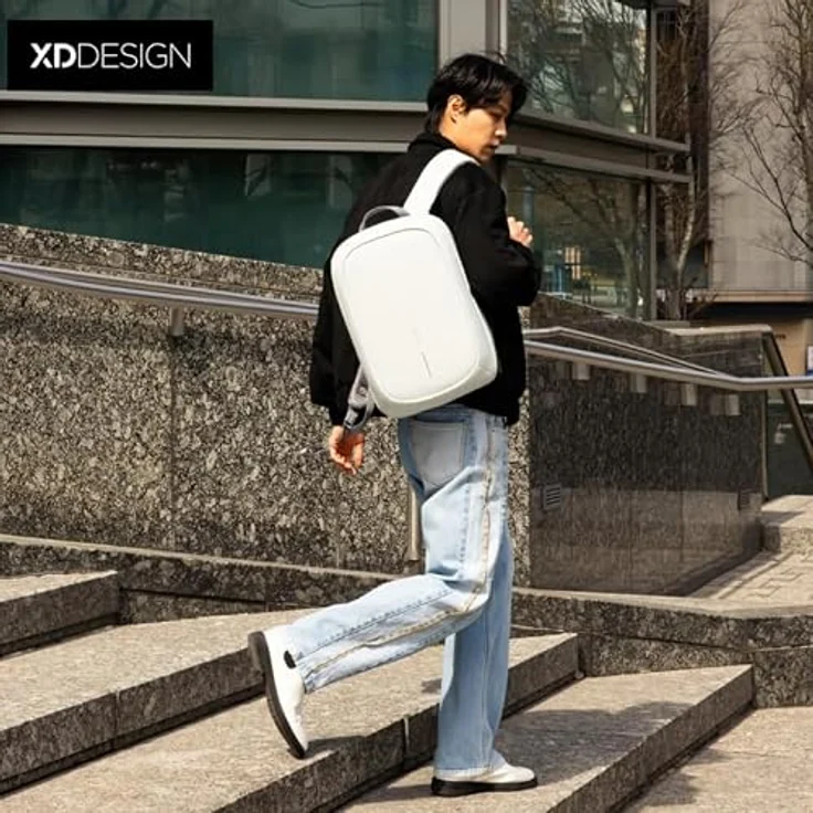 XD Design Bobby Edge Business-Rucksack, 46 cm Laptopfach aus 100% PET, in Off White – Bild 8