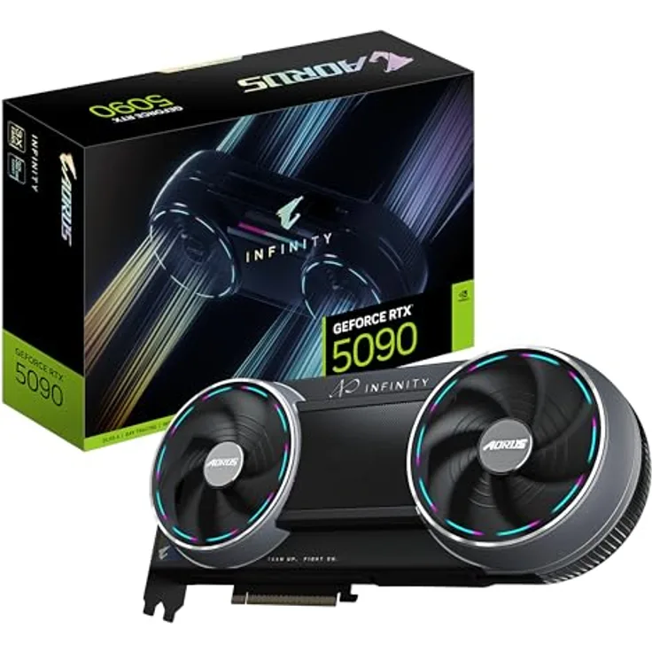 GIGABYTE GeForce RTX 5090 AORUS INFINITY - 32GB GDDR7 RAM - Overclocked Grafikkarte mit RGB Halo und Double-Flow-Through-Design