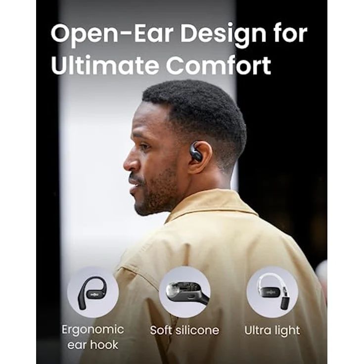 SHOKZ OpenFit True Wireless Earbuds (TWS), Open Ear Bluetooth Kabellose Kopfhörer, Audio-Exzellenz mit OpenBass Algorithmus, 28 Stunden Laufzeit, Begleiter bei Büroarbeit/Freizeit/Sports, Schwarz – Bild 2