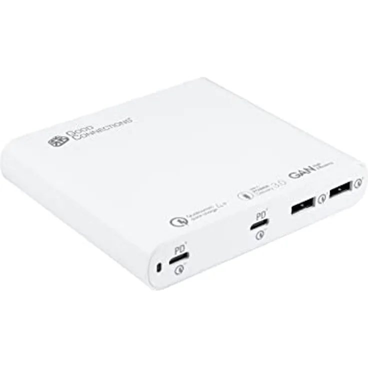 Good Connections USB-Desktop-Schnellladestation 120W, 4-Port mit GaN-Technologie, 2x USB-Câ„¢ und 2x USB-A, weiss, PD 3.0, QC 4+