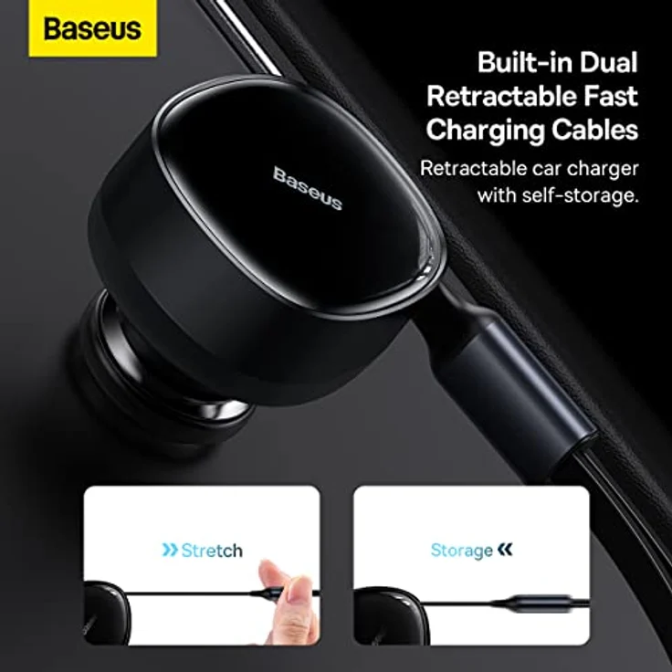 Baseus Enjoyment Kfz-Ladegerät mit Kabel USB-C + Lightning 3A, 30W (schwarz) – Bild 3