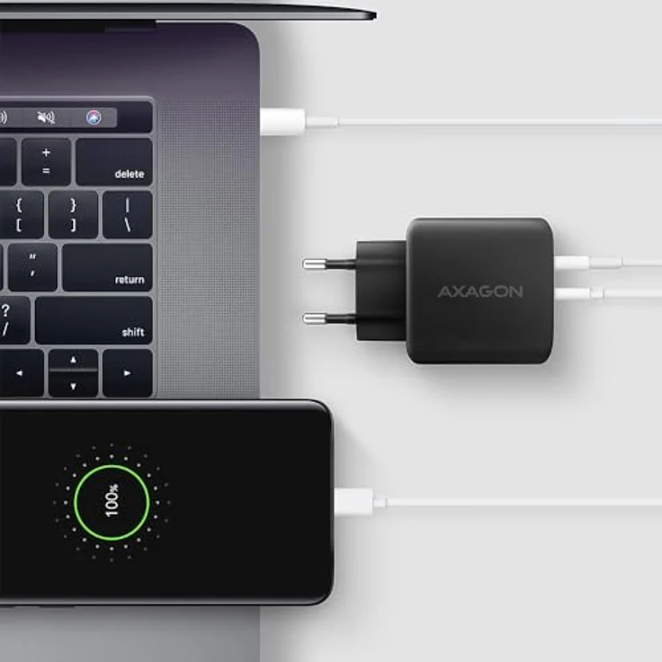 Axagon ACU-PQ45 GaN USB Ladegerät, 45 W mit 2x Ports (USB-A + USB-C), PD3.0, QC4+, Schwarz – Bild 6