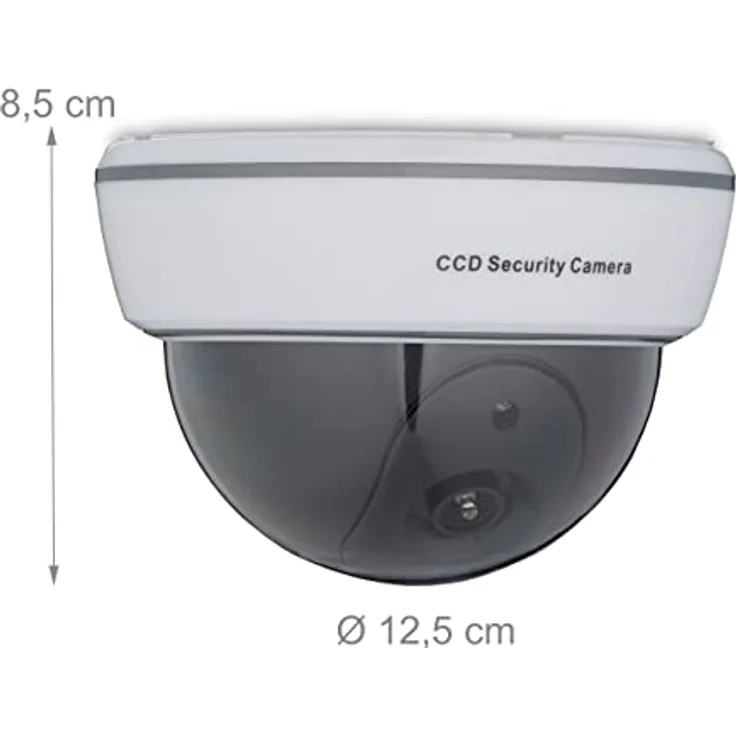 Relaxdays Kamera Dummy, blinkendes LED-Licht, innen & außen, Einbrecher Abschreckung, Überwachungskamera Attrappe, weiß, 1 Stück – Bild 4