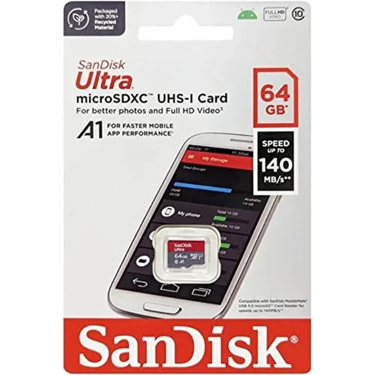 Sandisk Ultra microSDXC Speicherkarte (64 GB, Class 10) in grau/rot – Bild 2