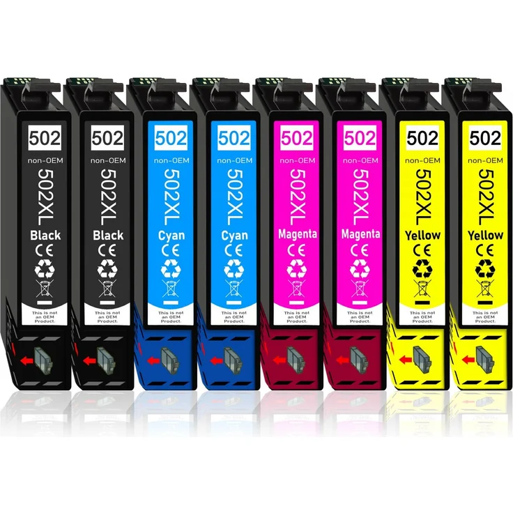 Druckerparadies 8er Pack Druckerpatronen 502 502XL kompatibel mit Epson WF-2860 Tintenpatrone (8-tlg), Farbintensität und Präzision