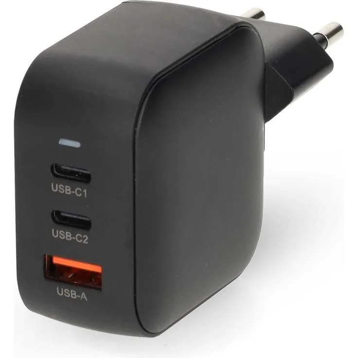 Nedis Netzladegerät 70 W GaN PD3.0, USB-C und USB-A, Schnellladefunktion, schwarz