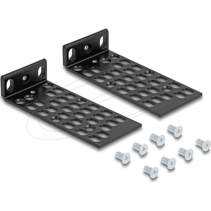 Delock Rack Halterung, Universal Rack montierbar, 1U, schwarz, 2 Stück
