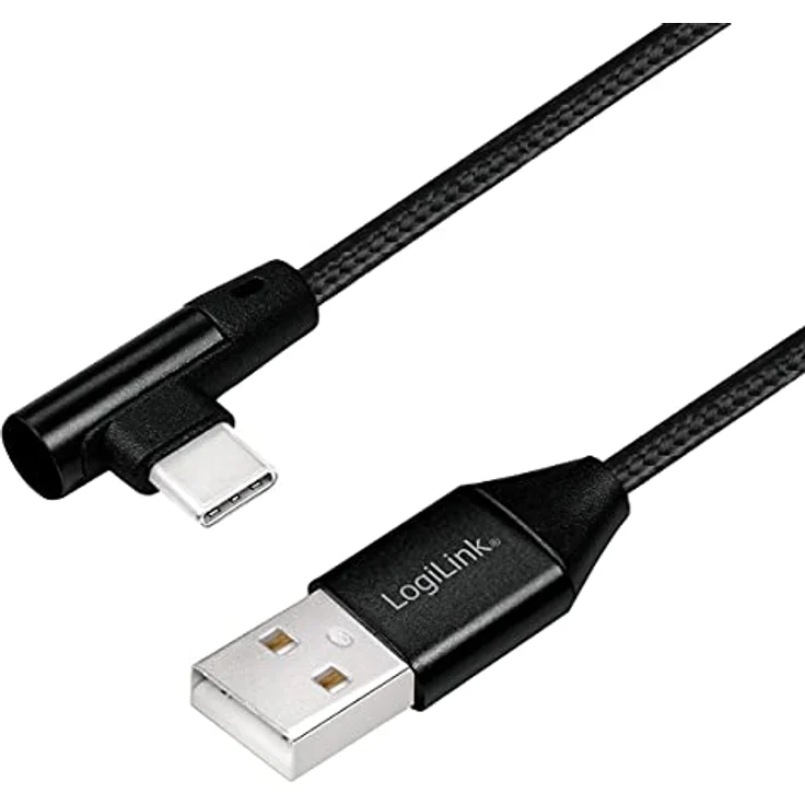 Logilink - USB-Kabel - USB-C (M) gewinkelt bis USB (M) gerade - USB 2.0 - 5 V - 3 A - 30 cm - Schwarz (CU0137) – Bild 2