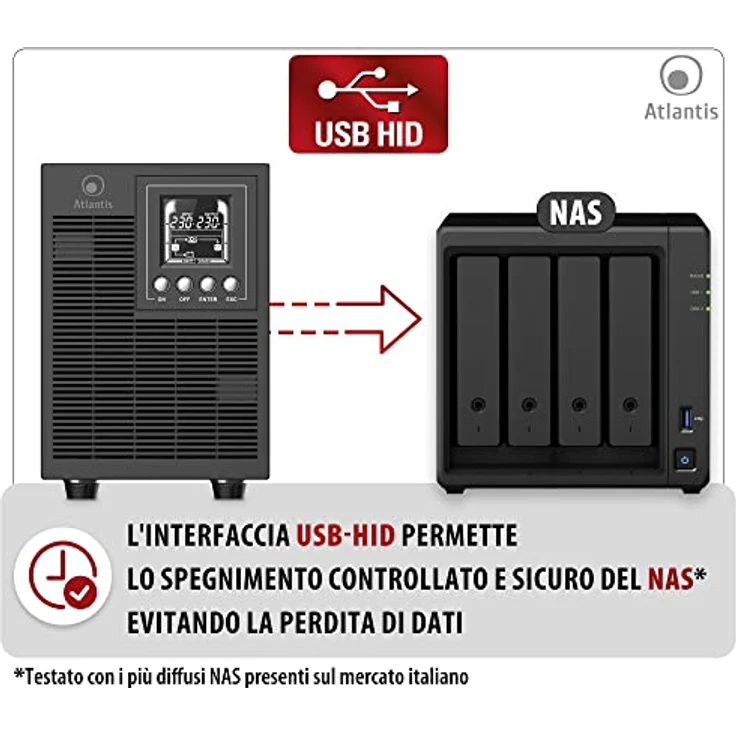 Atlantis A03-OP1502P PRO UPS OnLine USV Server, 1500VA 1350W, Tower mit LCD-Display, USB, RS-232, 4 IEC-Ausgängen, SNMP-Steckplatz, 3x12V-9Ah Batterien – Bild 4